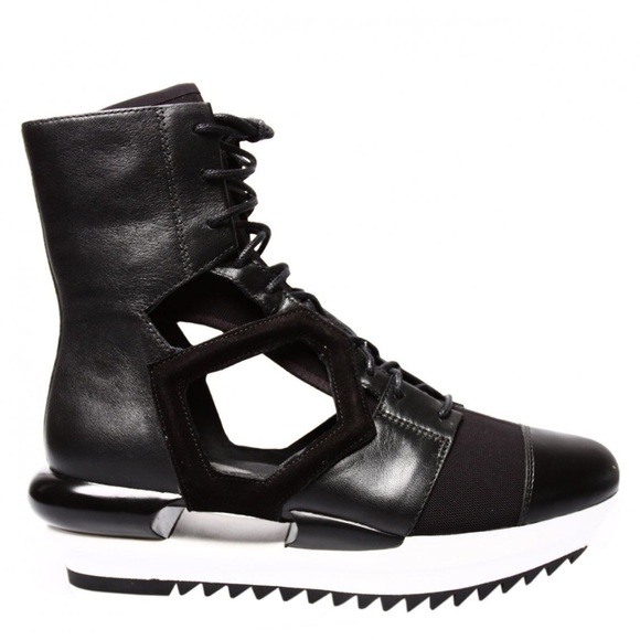 Y-3 Shoes - Y-3 Athila Cutout Leather Sport Ankle booties